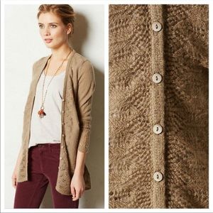 Anthropologie Ruched Pointelle Cardigan